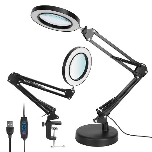 LED Magnifier Desk Lamp 8x Magnifying Glass with Light Swing Arm Desk Table Light USB Reading Lamp LED Magnifier Desk Lamp 8x Magnifying Glass with Light Swing Arm Desk Table Light USB Reading Lamp