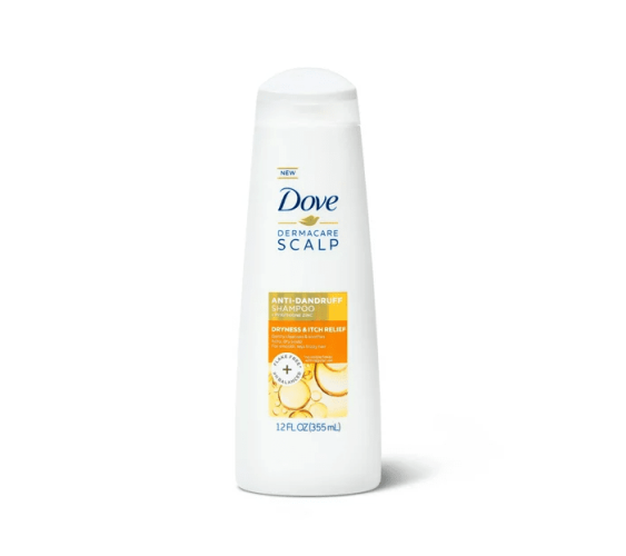 Dove Anti Dandruff Shampoo; DermaCare Dry Scalp Treatment with Pyrithione Zinc for Dry Scalp; 12 oz Dove Anti Dandruff Shampoo; DermaCare Dry Scalp Treatment with Pyrithione Zinc for Dry Scalp; 12 oz