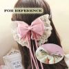 Pink Cute Lace Large Bowknot French Barrettes Handmade Chiffon Hair Clip with Ribbon