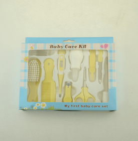 Maternal and Infant Thermometer Feeding Nasal Nasal Care 10 Piece Set Baby Manicure Clamp Nail Clipper Set (Option: Yellow blue)